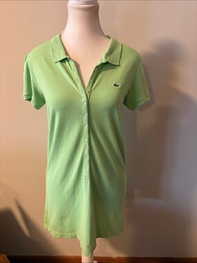 Lacoste Light Green Short Sleeve Collared Stretch Polo Tunic Dress. Size 42 (M)